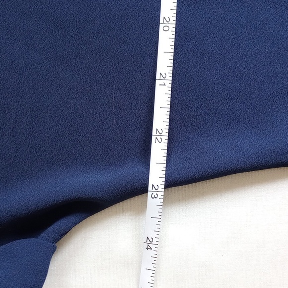 NWOT Lush V-Neck Chiffon Blouse S Blue Strappy Detail Cuffs - 50off3 - Picture 7 of 8